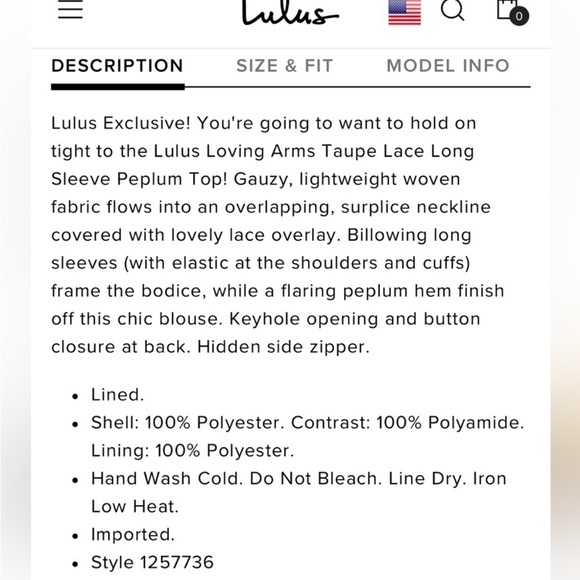 Lulu’s “Loving Arms” Faux Wrap Lace Too, Size M - Picture 3 of 10